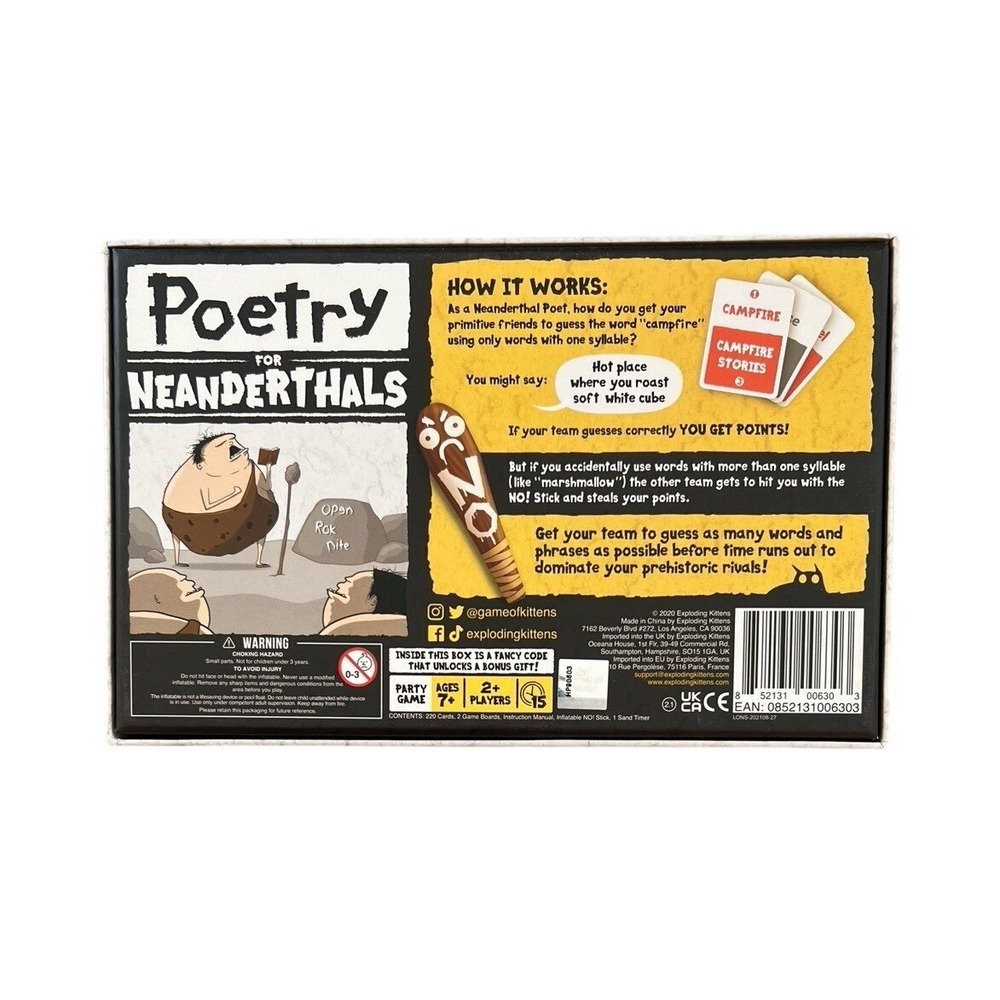 Poetry For Neanderthals By Exploding Kittens Word Game Party Game Open Box - Picture 3 of 3